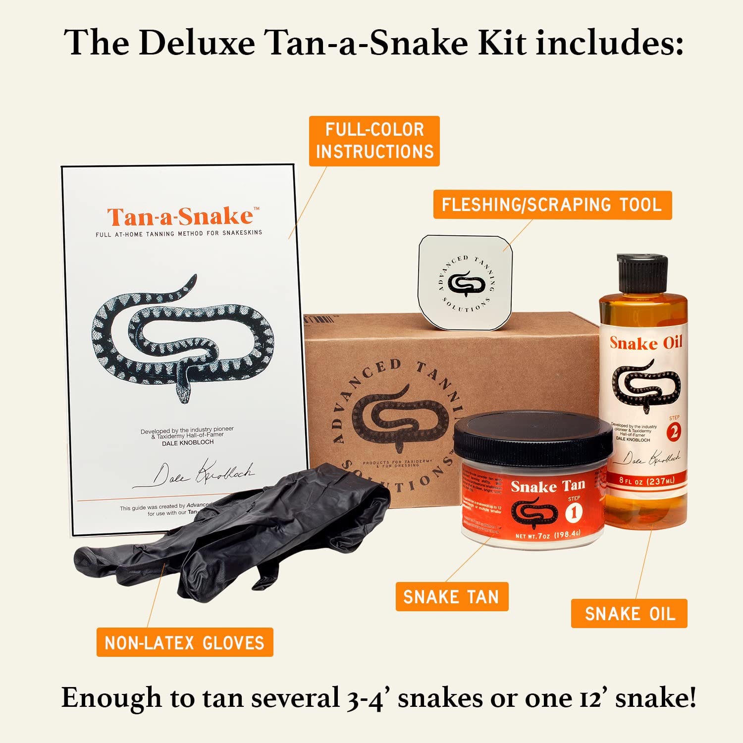 Tan-a-Snake Kit assembled package displays everything in a neat setup.