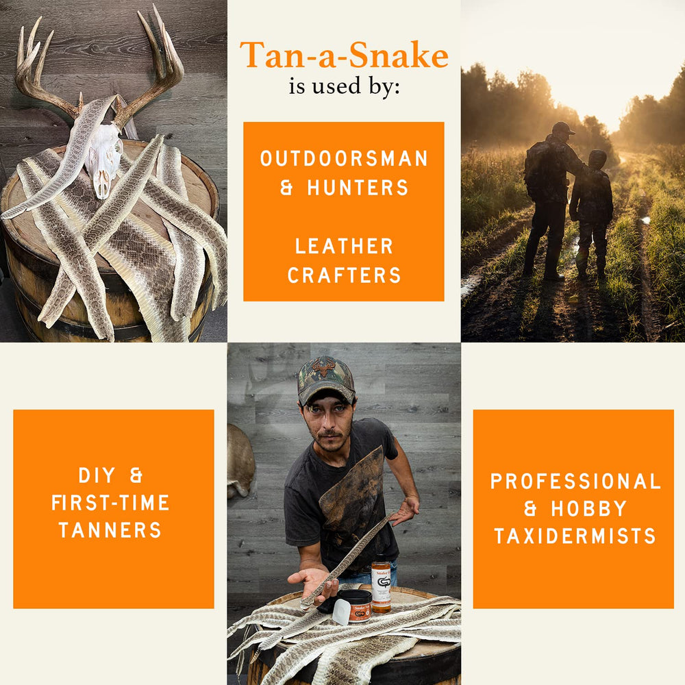 Tan-a-Snake Kit tanning stage yields soft, durable snake leather.