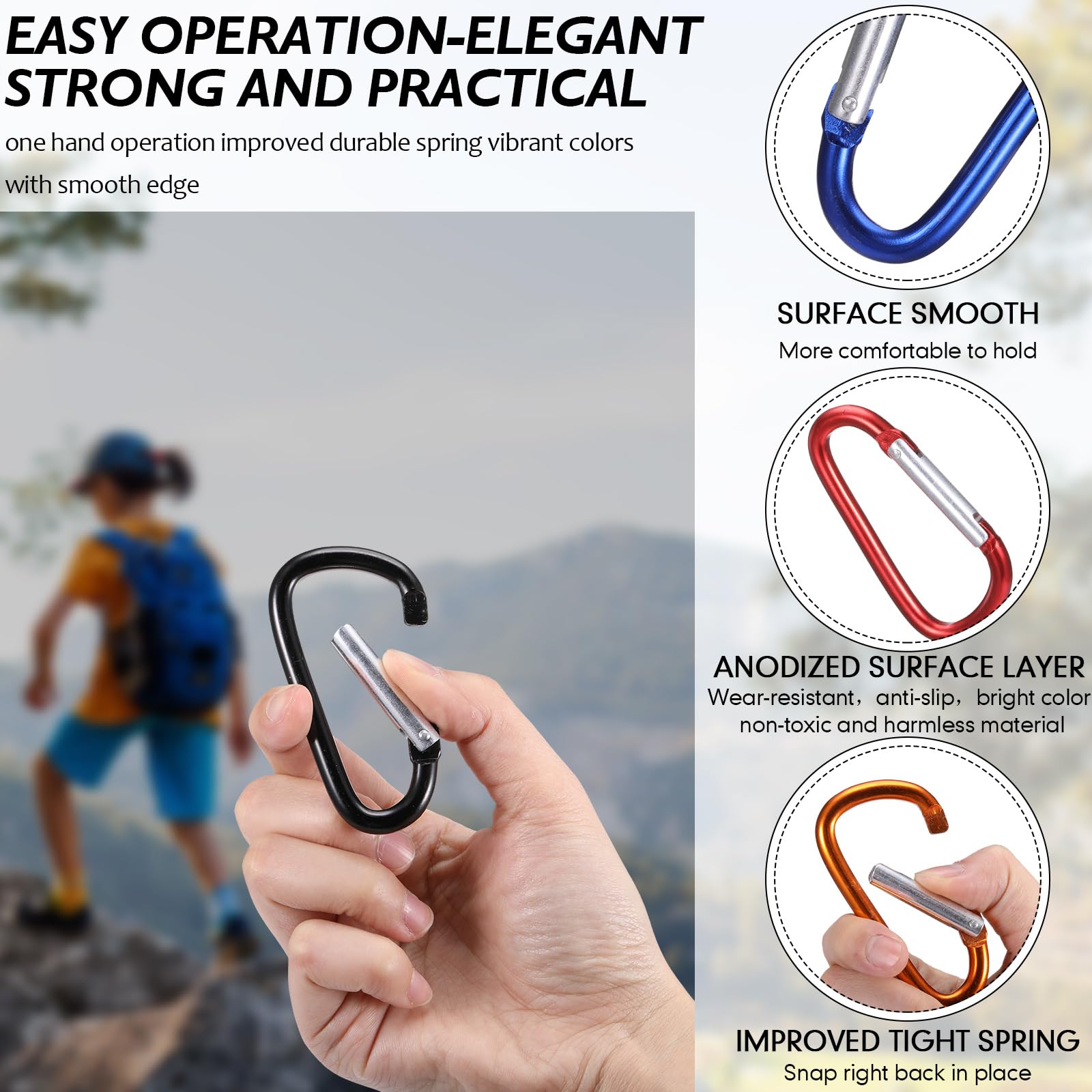Tandefio 3-inch aluminum D-ring clip in purple for color-coded gear