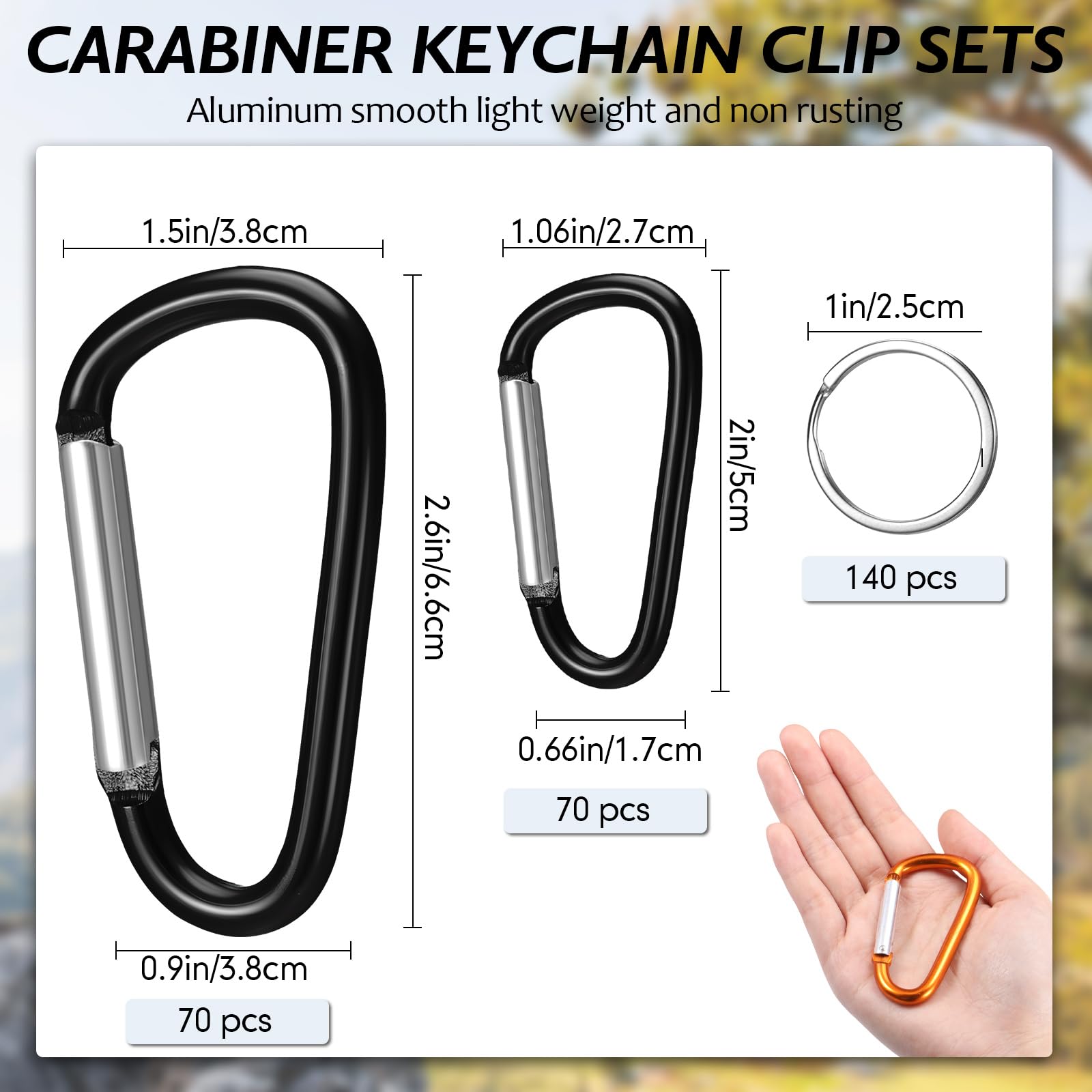 Tandefio 3-inch aluminum D-ring clip in silver for durable everyday organization