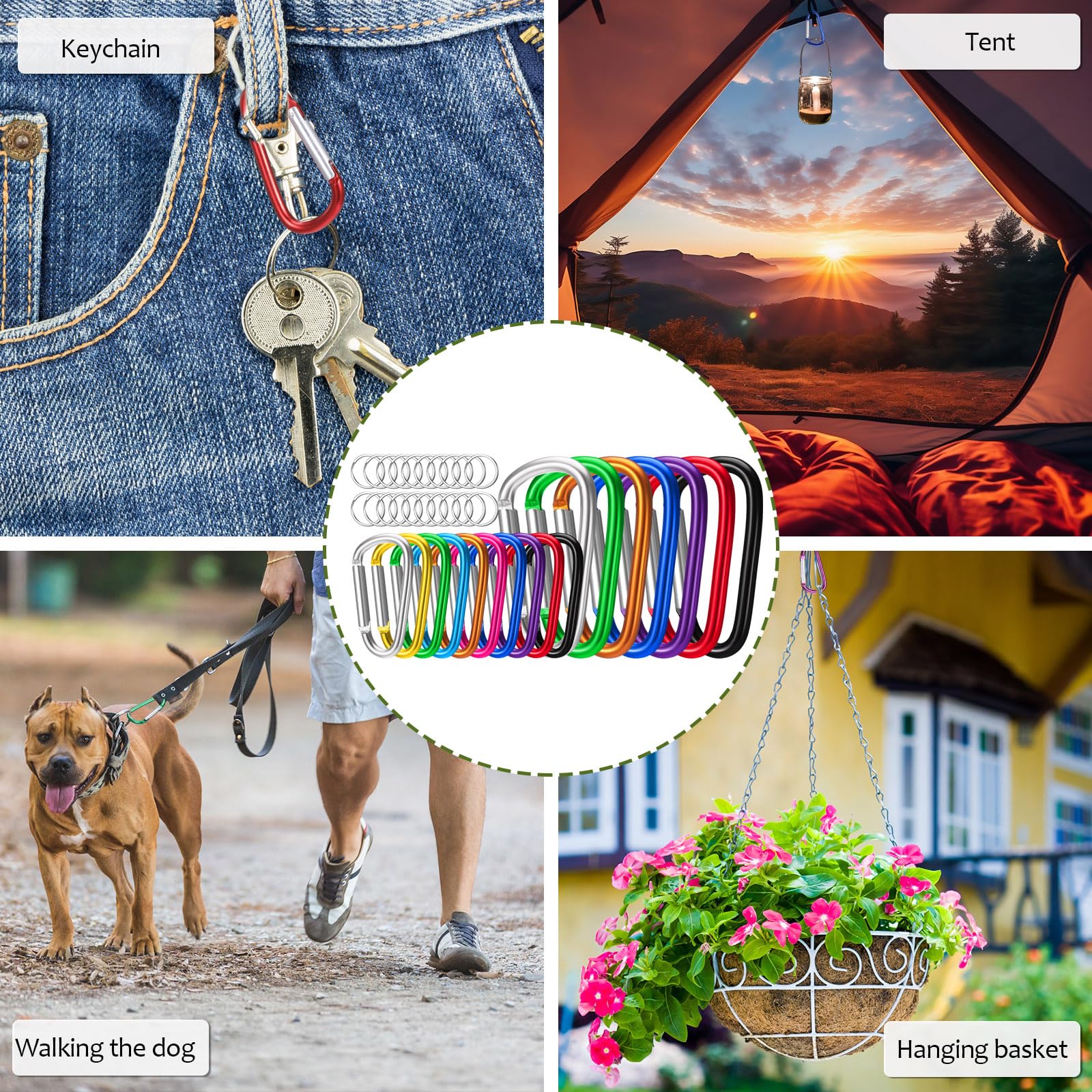 Tandefio multicolor D-ring pack for versatile camping and DIY organization