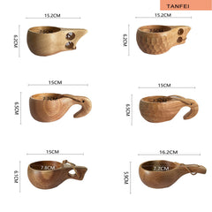 TANFEI versatile wooden cup for coffee, tea, or milk.