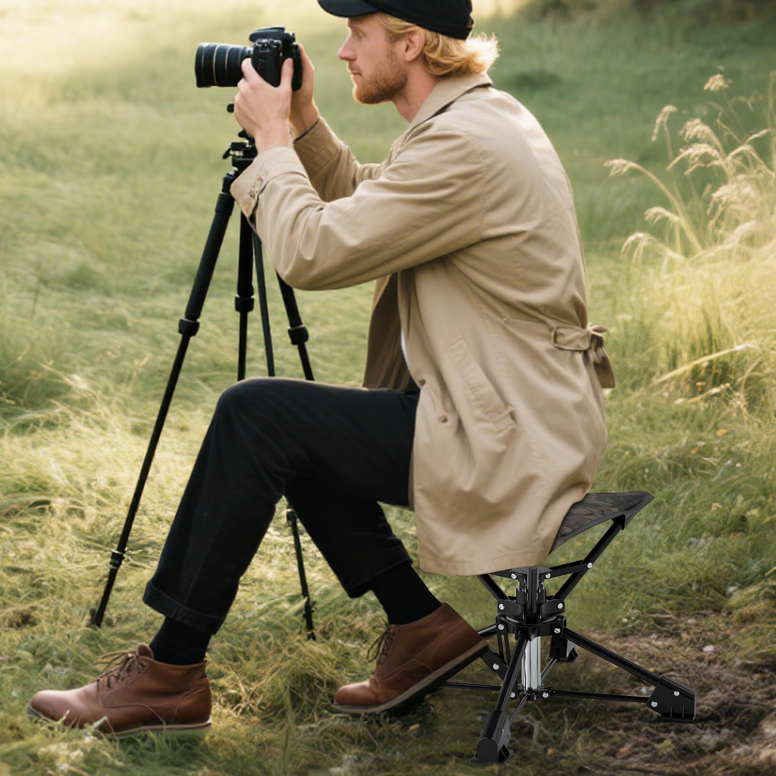 Tangkula 360-degree rotation seat enables silent adjustments during camping.