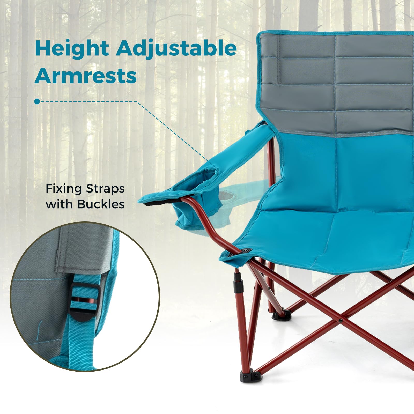 Adjustable armrests on the Tangkula chair with built-in cup holders.
