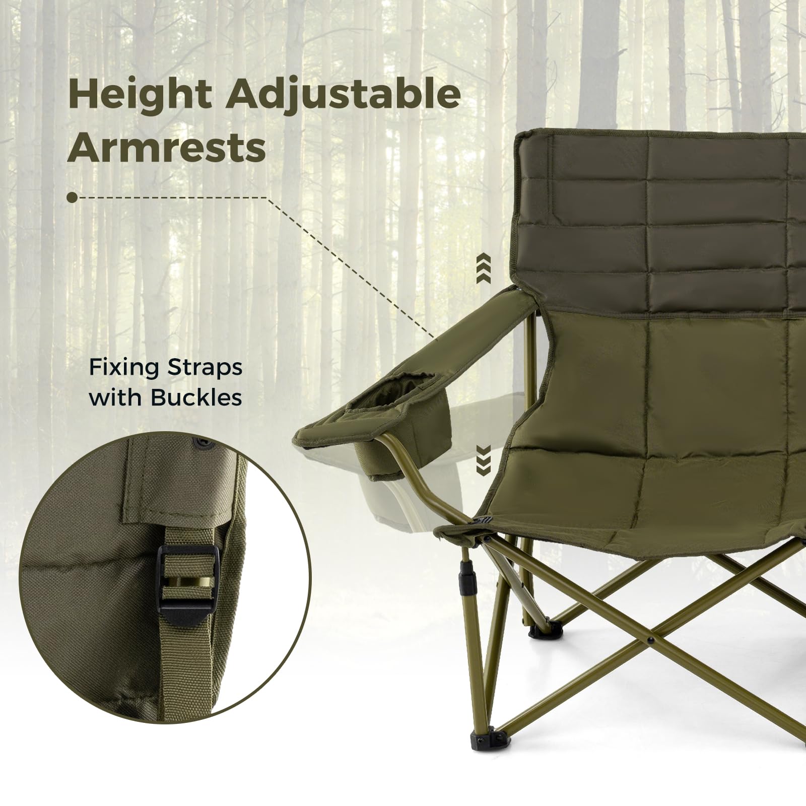 Tangkula adjustable armrests feature built-in cup holders for beverages