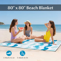 Tangkula beach blanket 80x80 blue waterproof and comfy on sand or grass