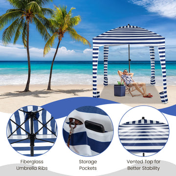 Tangkula Beach Cabana sand anchor system fixes the cabana on sand or grass.