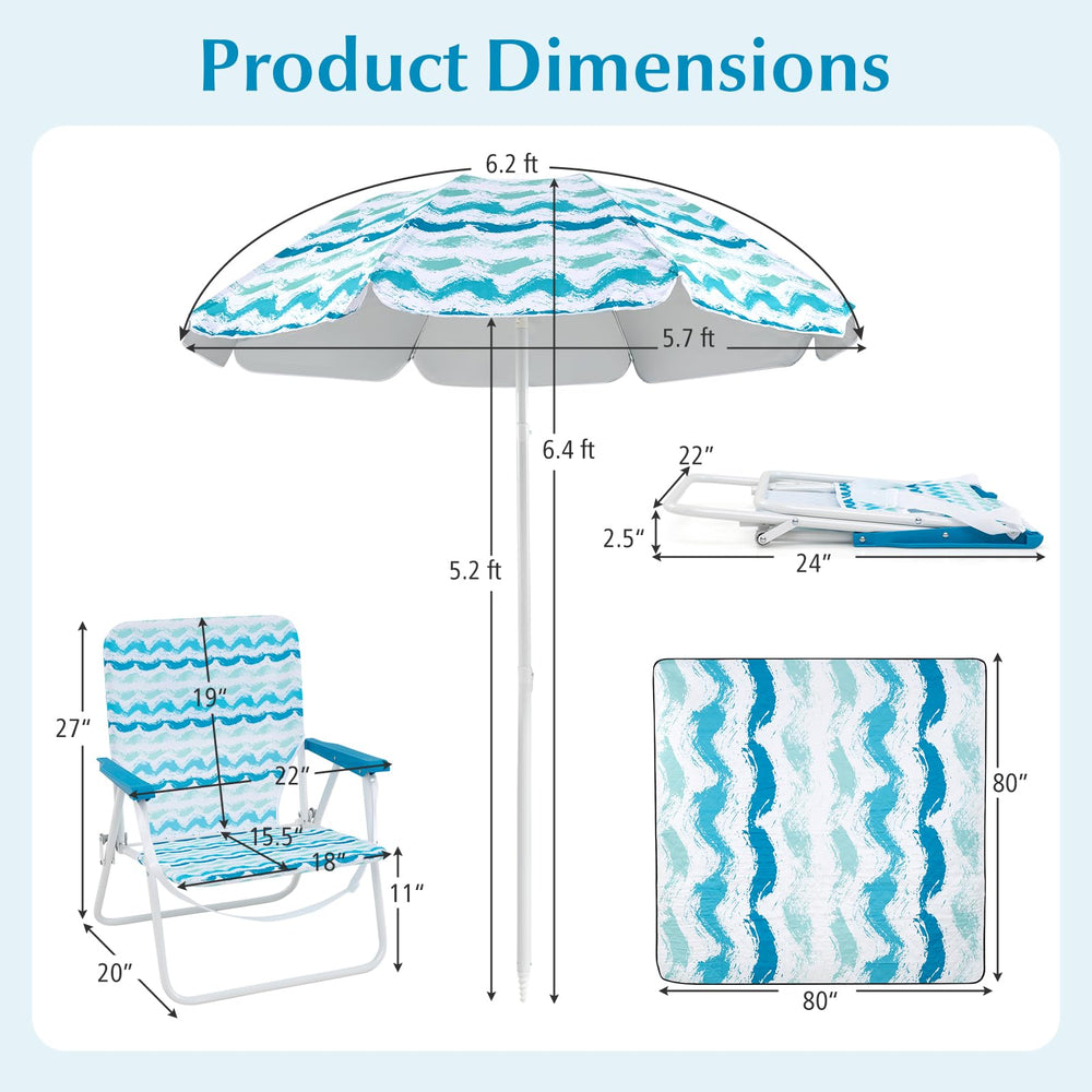 Tangkula beach chair back pocket blue keeps essentials within reach