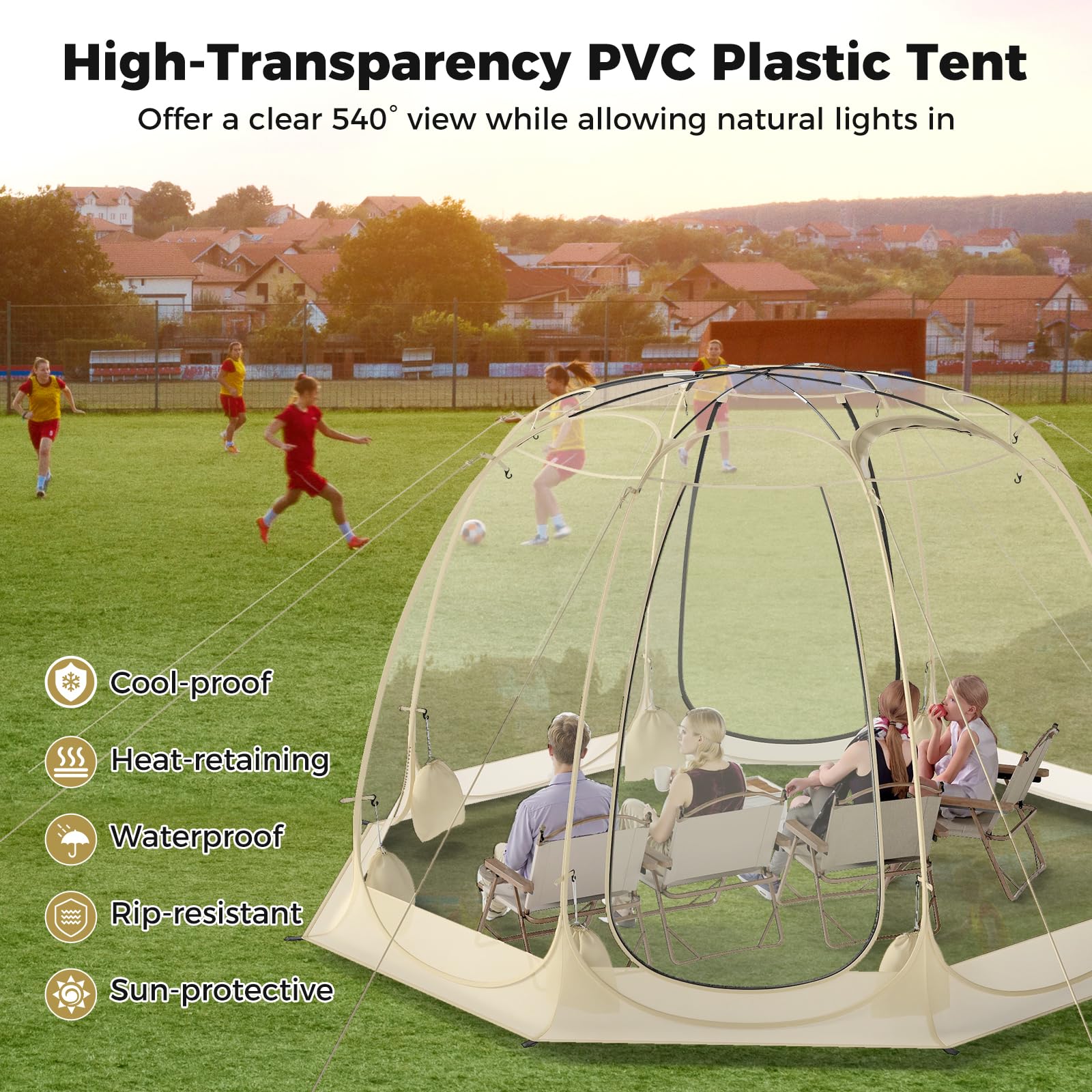 Tangkula bubble tent doors-open detail enables quick entry and ventilation.