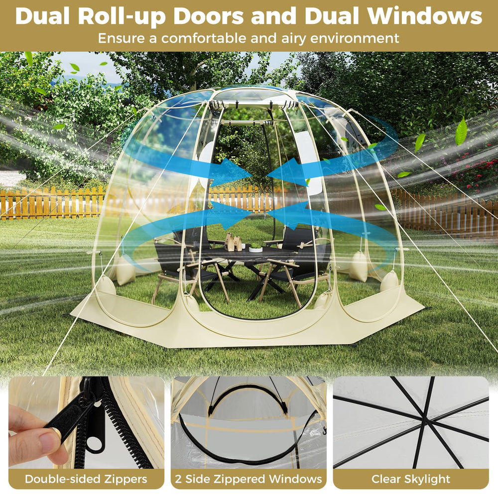 Tangkula bubble tent winter-ready design helps keep you warm.