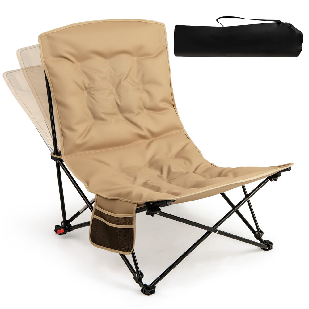 Tangkula padded camping chair backrest with four-angle adjustability for customizable comfort.