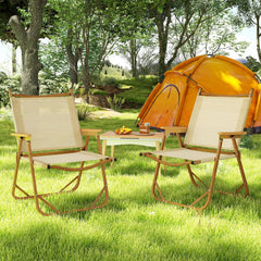 Tangkula beige fabric seat emphasizes breathable, quick-drying comfort outdoors.