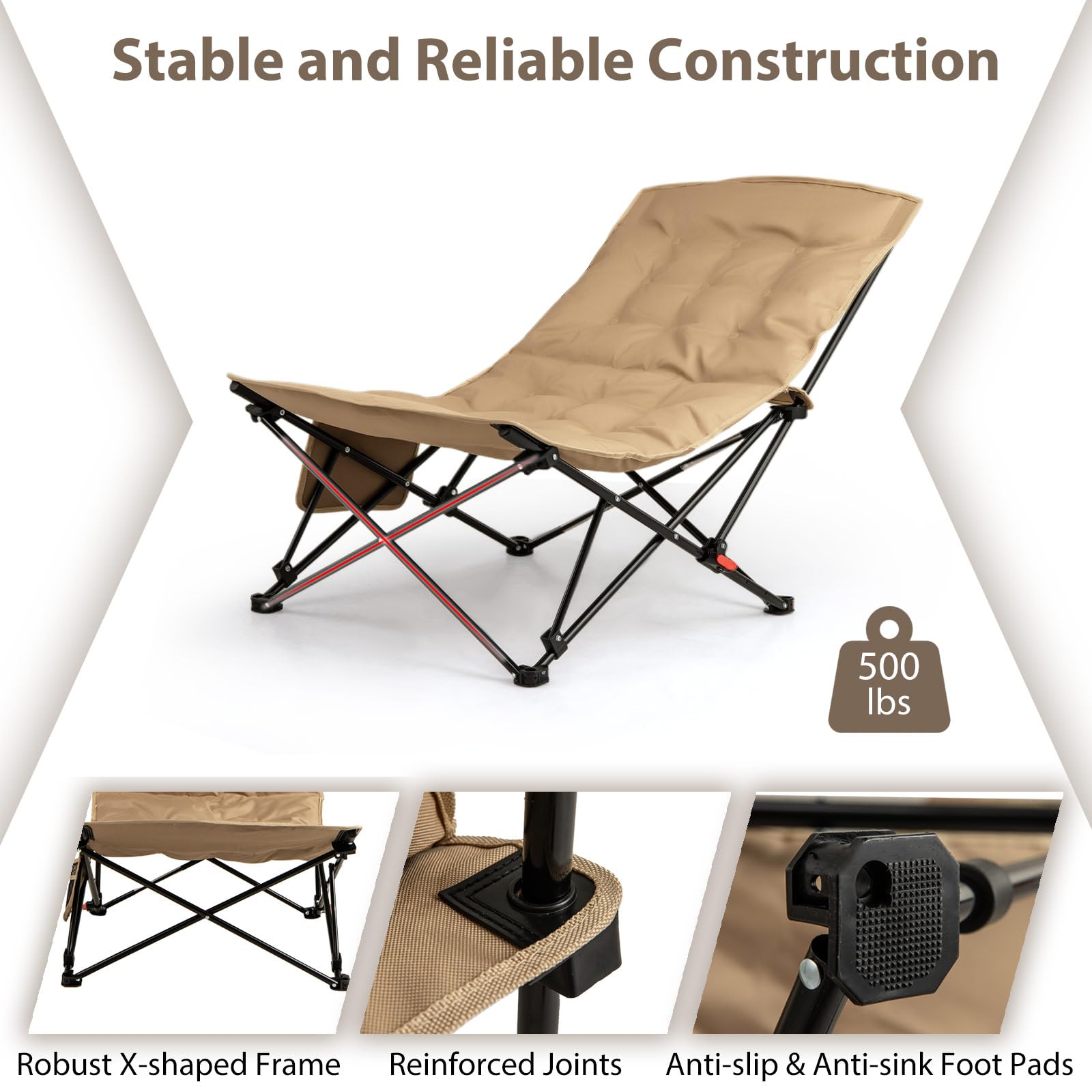 Tangkula chair side pocket keeps essentials within easy reach.