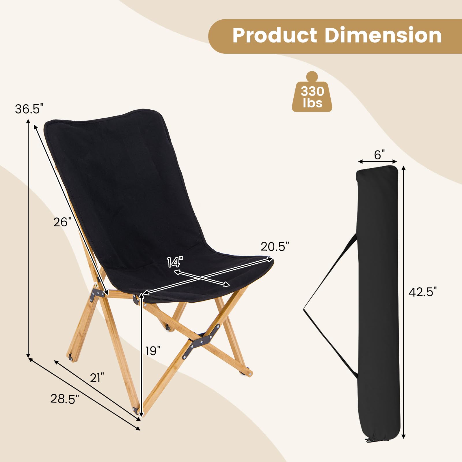 Tangkula bamboo frame detail highlights natural elegance and sturdy support.