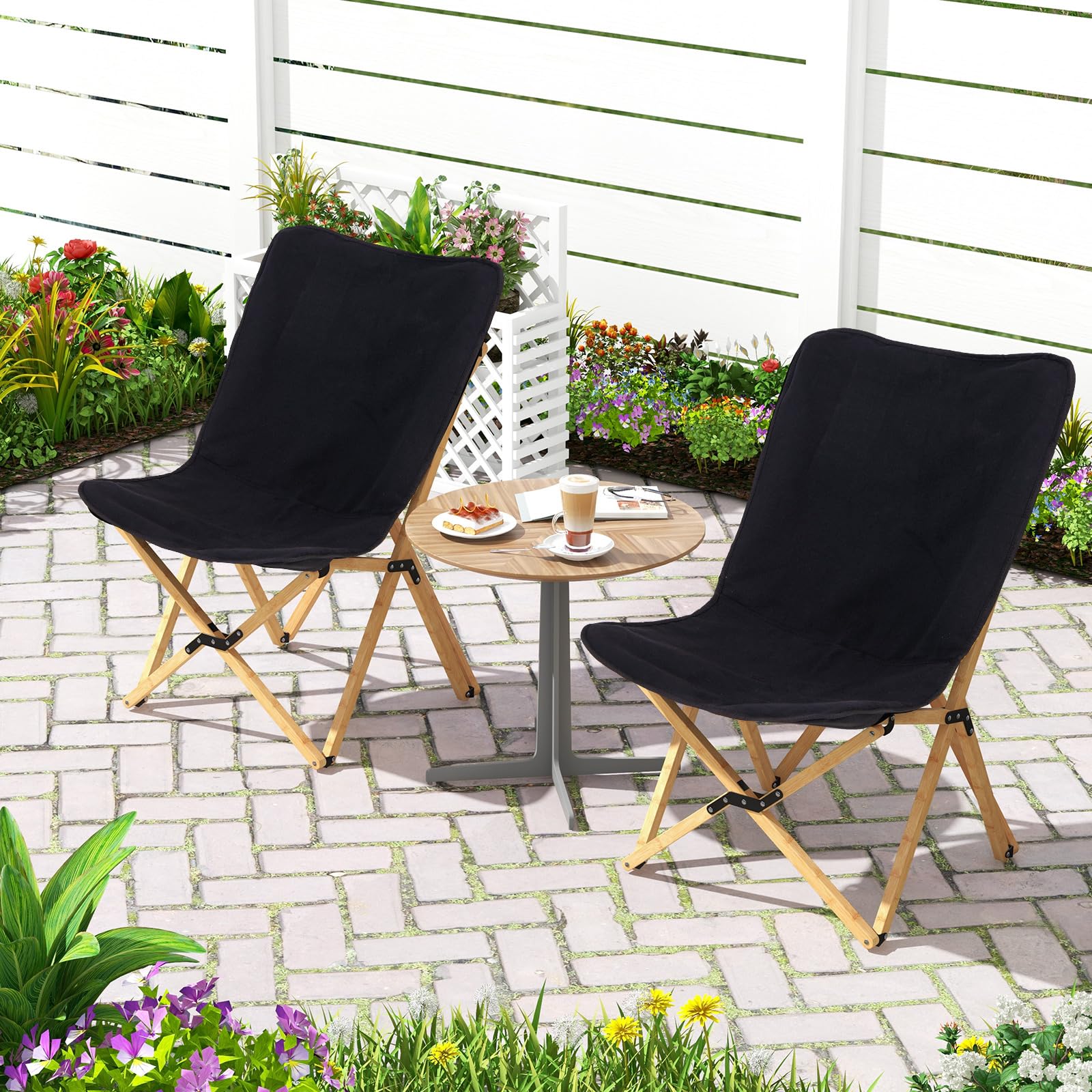 Tangkula camping chair canvas seat close-up shows breathable, durable fabric ideal for outdoors.