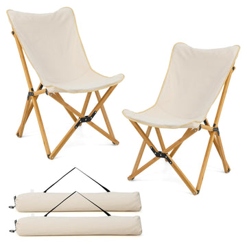 Tangkula camping chairs 2-pack folded for easy transport and storage.