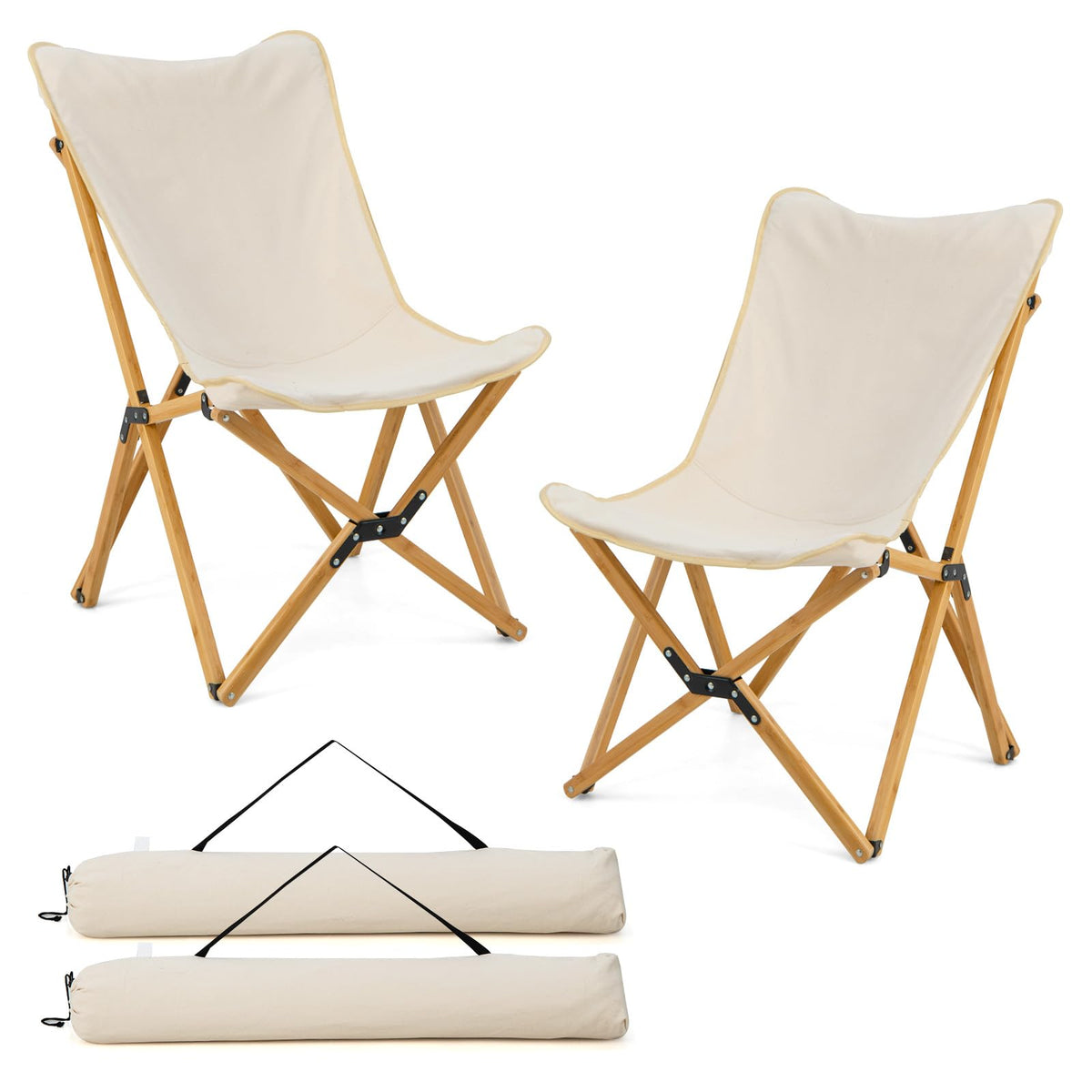 Tangkula camping chairs 2-pack folded for easy transport and storage.