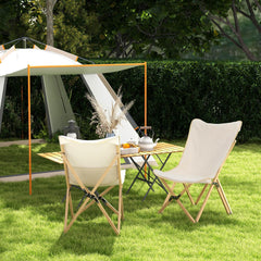 Tangkula bamboo-frame camping chair showcases durable, elegant outdoor construction.