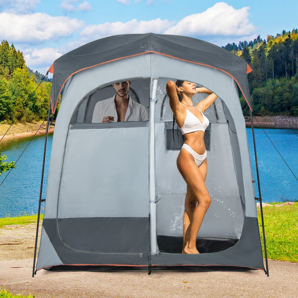 Tangkula clotheslines and pockets organize toiletries and towels efficiently