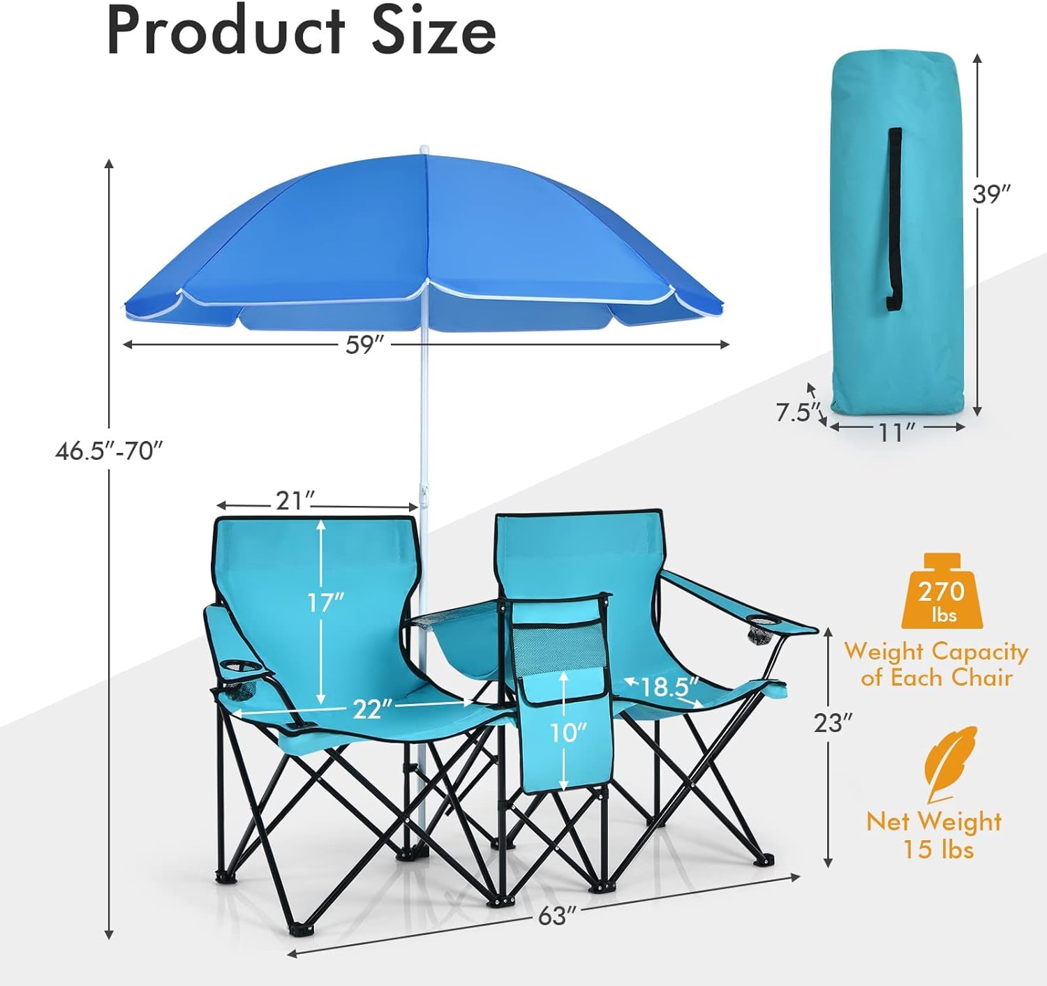 Tangkula cup holder and storage pocket keep essentials within reach.