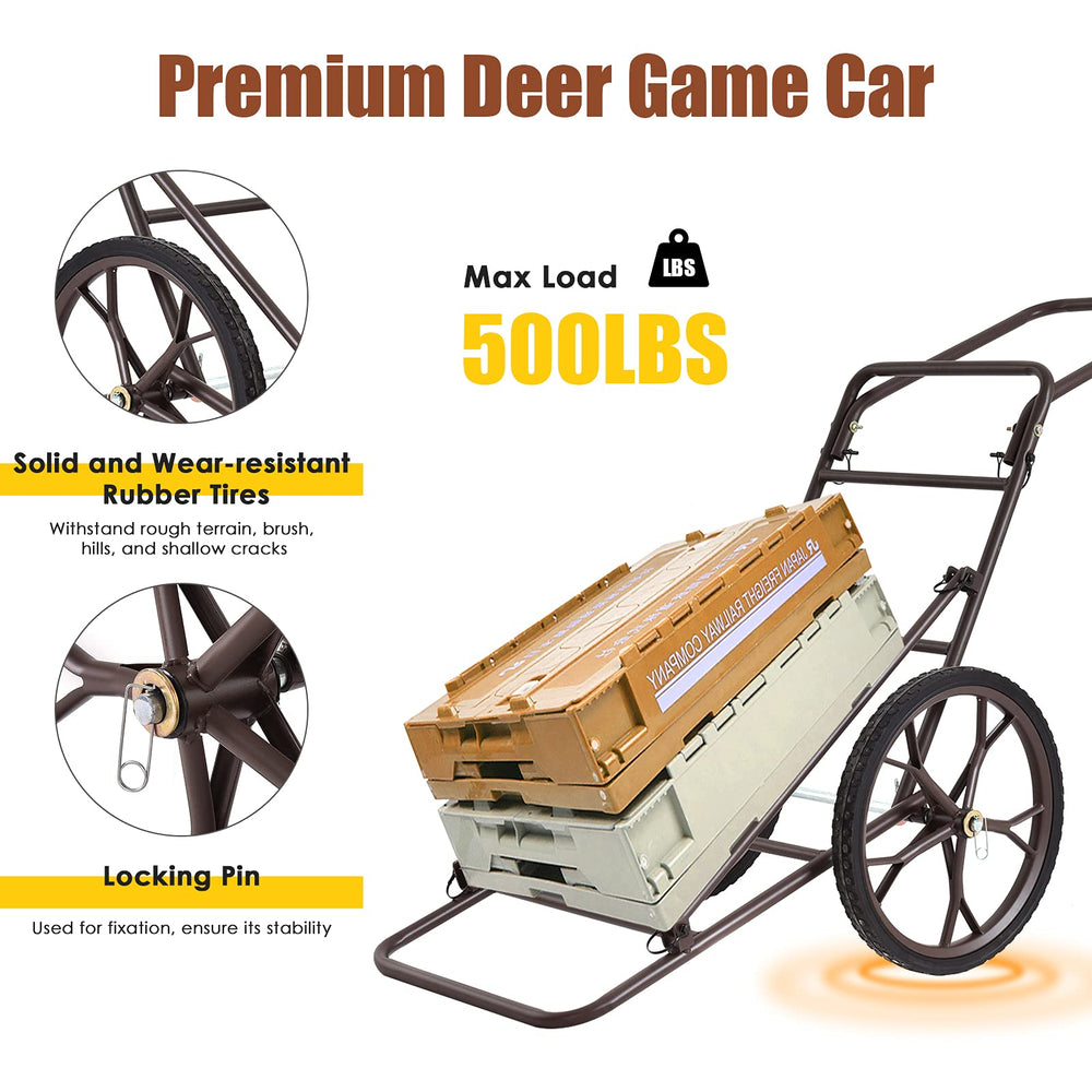 Tangkula deer cart ergonomic handle reduces fatigue during towing.