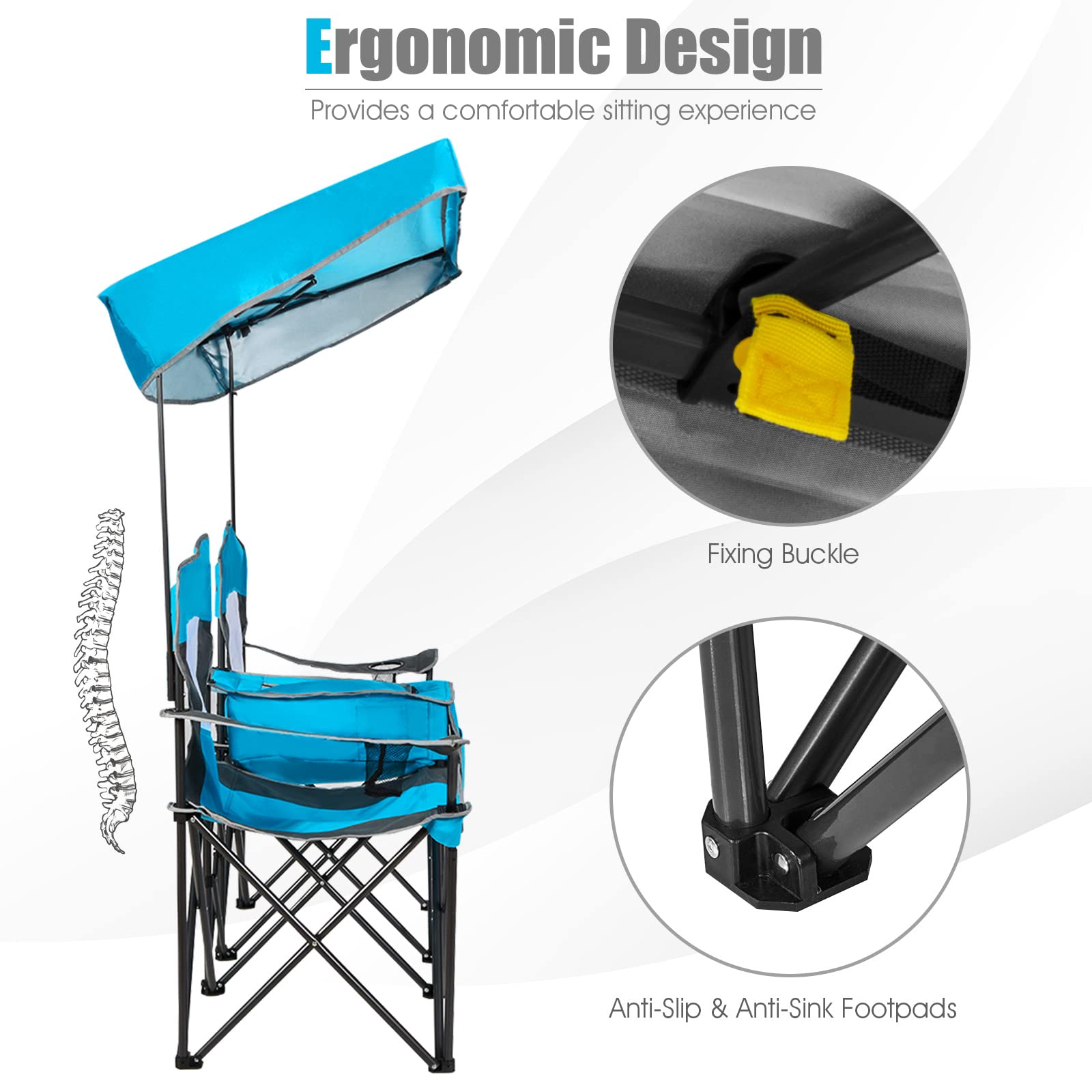 Detachable canopy on the Tangkula chair for easy storage when not in use.