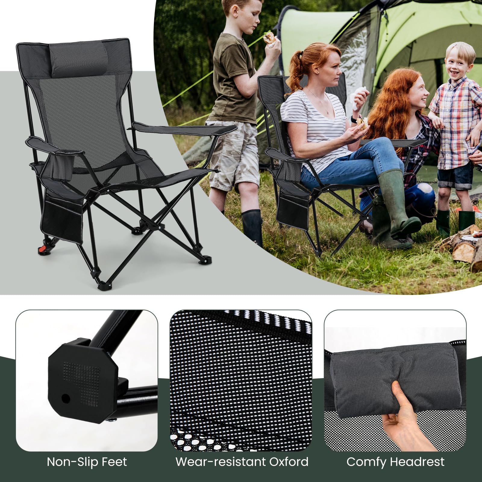Reclining dimensions with footrest show a spacious lounging area.