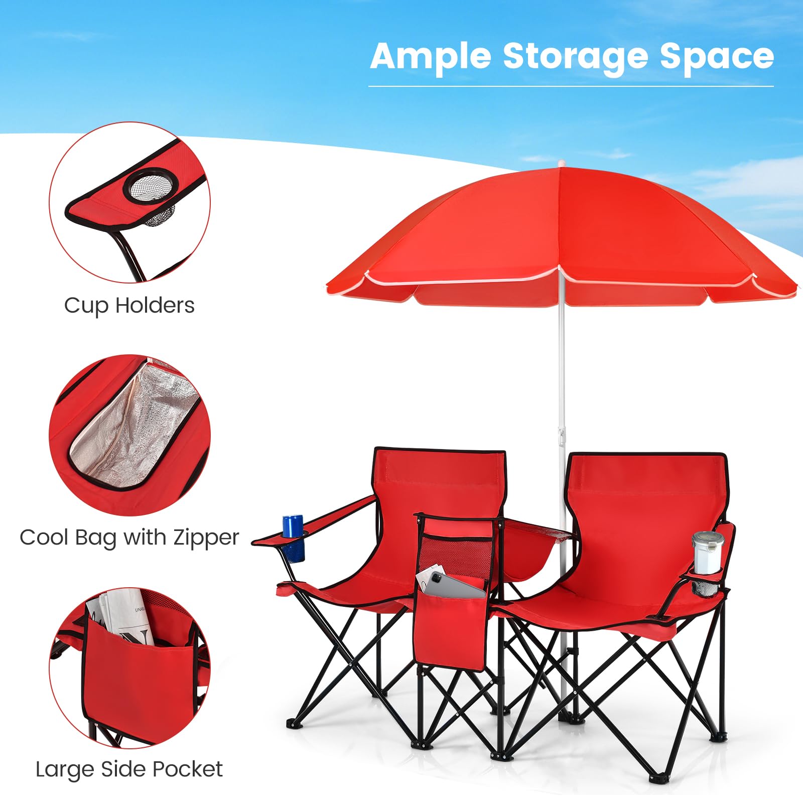 Tangkula double camping chairs 600D oxford fabric and sturdy frame for durability