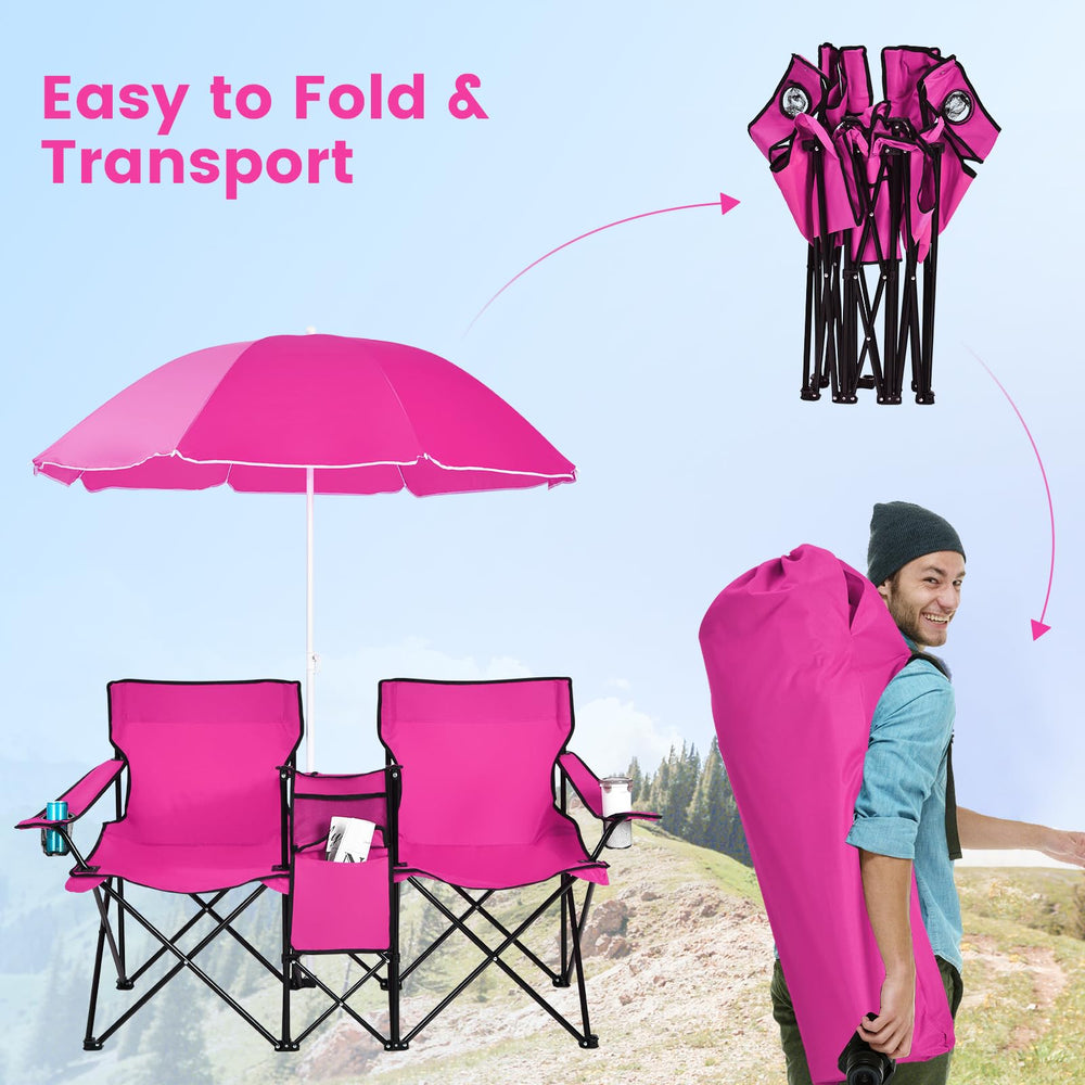 Chairs folded into the included carry bag for easy transport