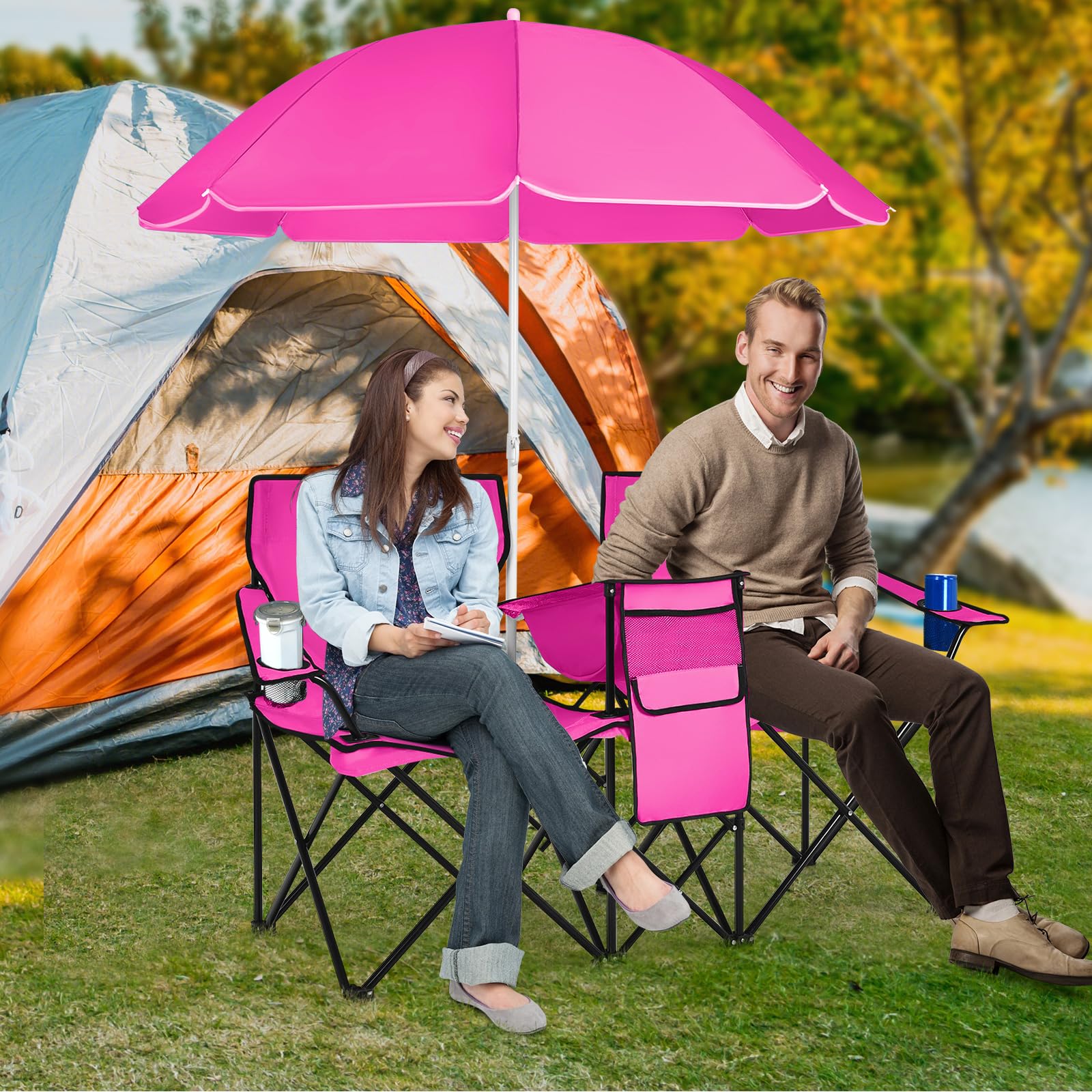 Ideal for picnics and beach days with Tangkula double chairs