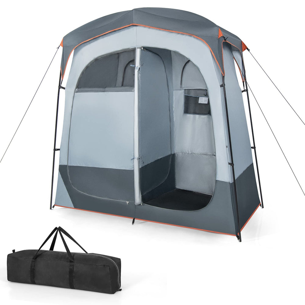 Tangkula double room shower tent exterior shows privacy on outdoor trips