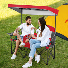 Tangkula double seat lawn chair red provides portable comfort for family picnics
