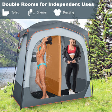 Tangkula dressing room interior view with two-room layout for easy changing