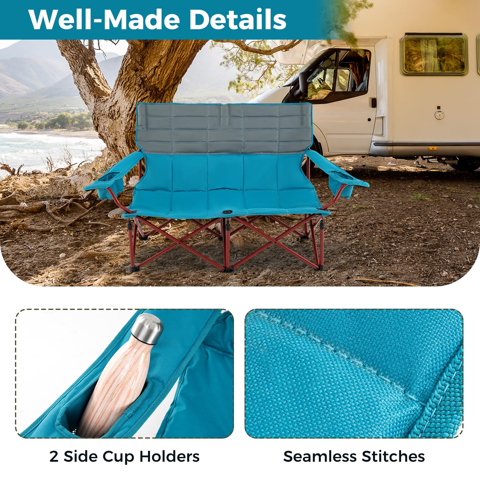 Enlarged footpads on the Tangkula chair for added stability.