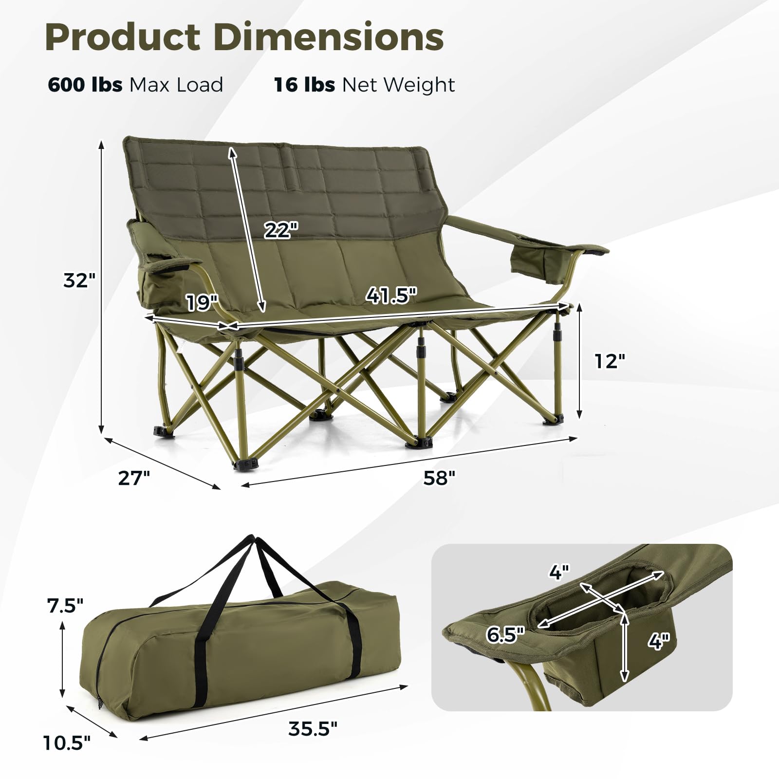 Tangkula foldable chair with carrying bag for easy transport