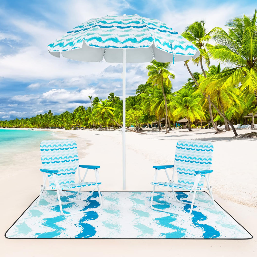 Tangkula folding beach chair blue with wide armrests for comfort