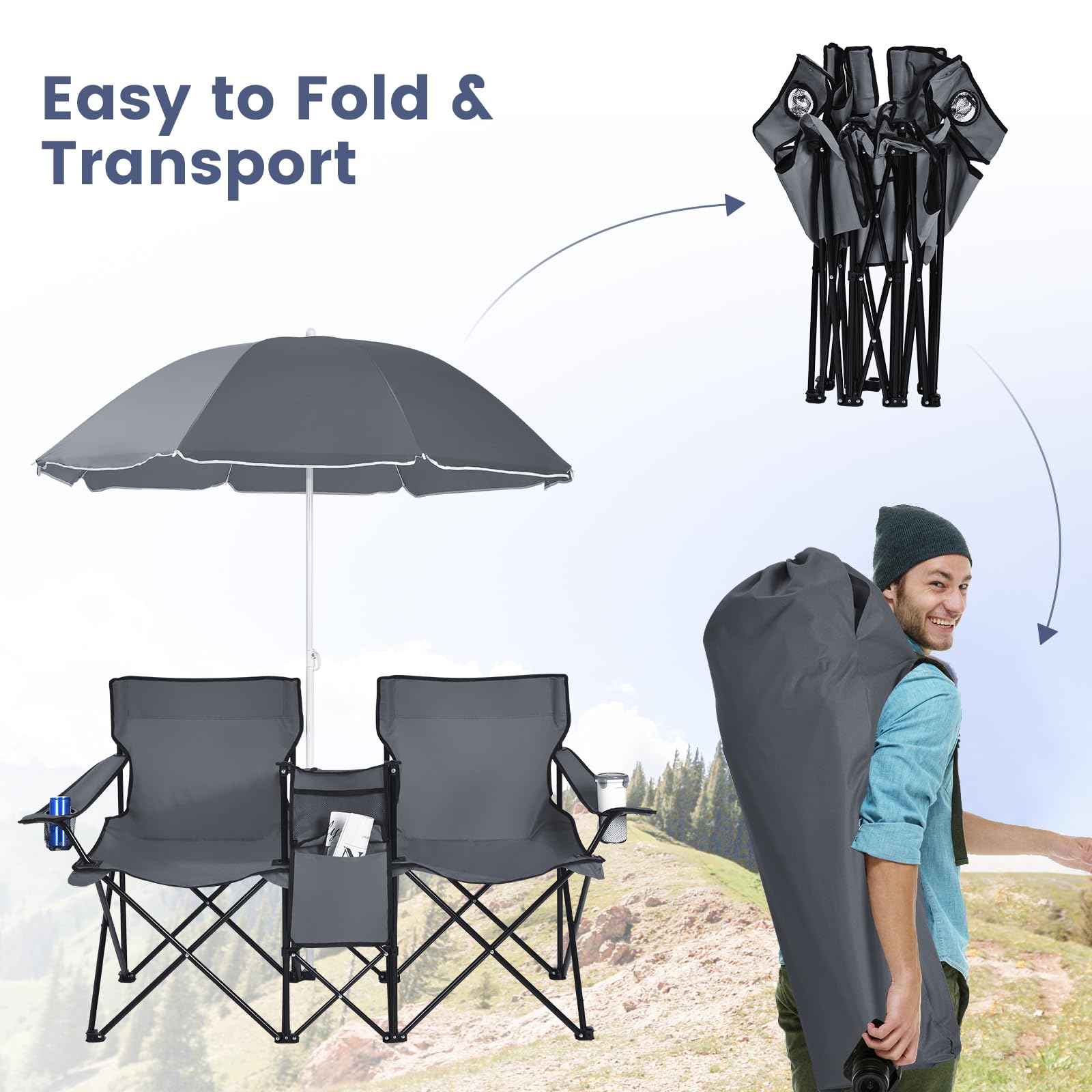 Tangkula folding design enables easy transport and storage.
