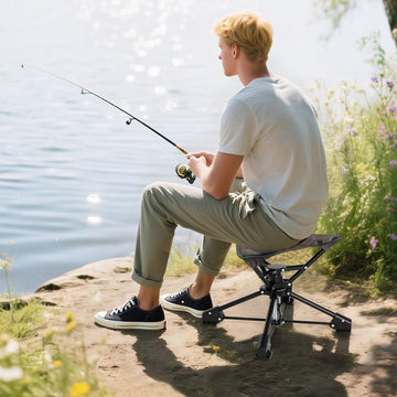 Tangkula foldable camping stool with carrying bag for convenient transport.