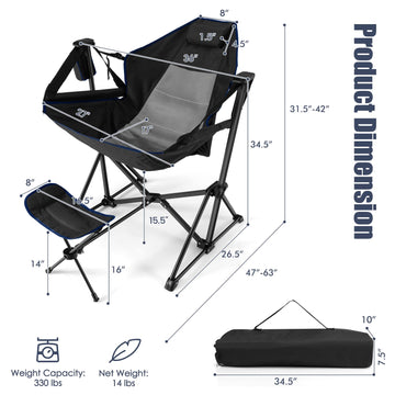 Tangkula hammock camping chair retractable footrest for extra leg support