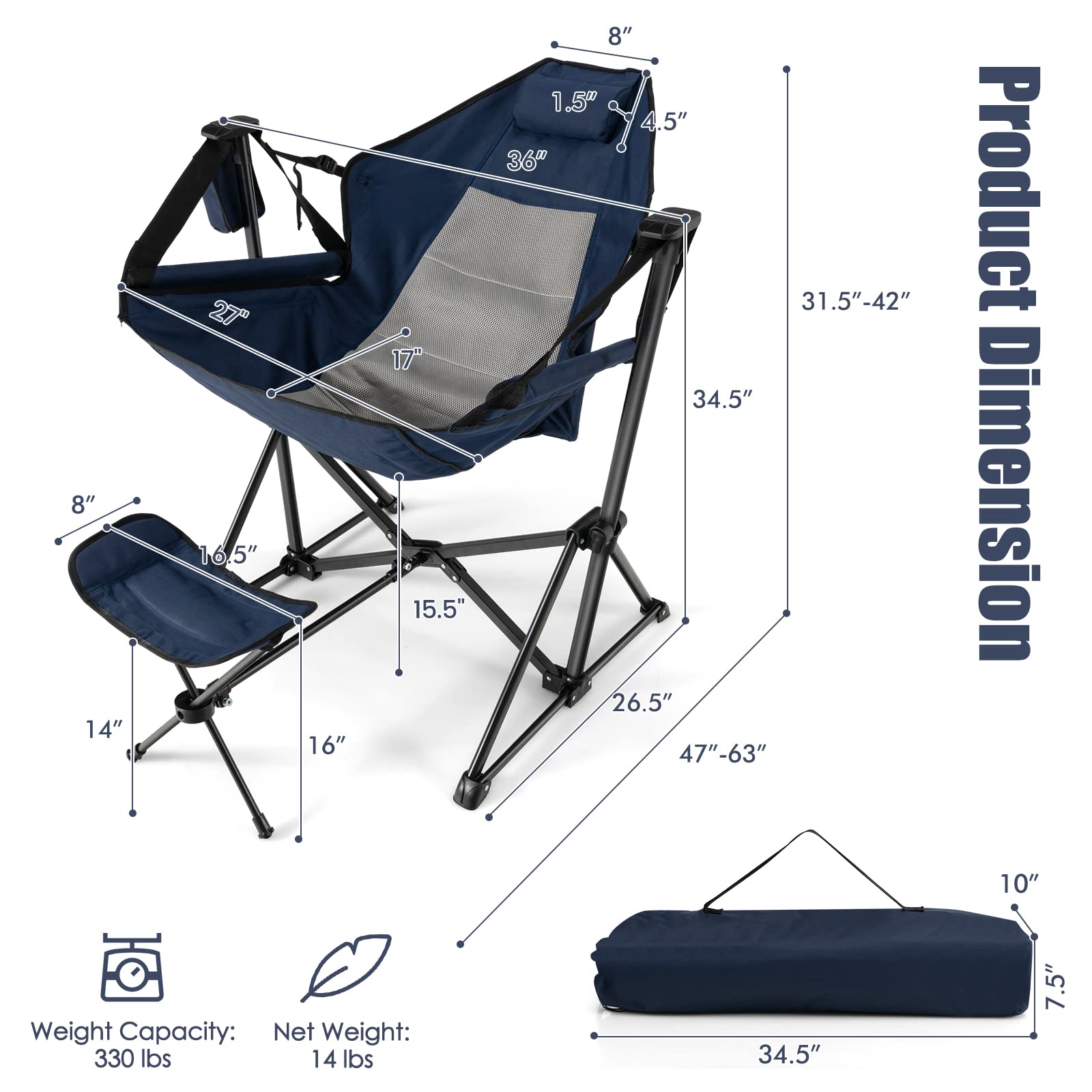 Tangkula hammock chair cup holder for easy drinks on the go.