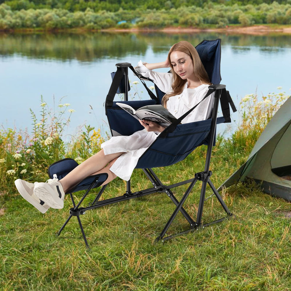 Tangkula hammock chair footrest detachable design offers extended comfort.