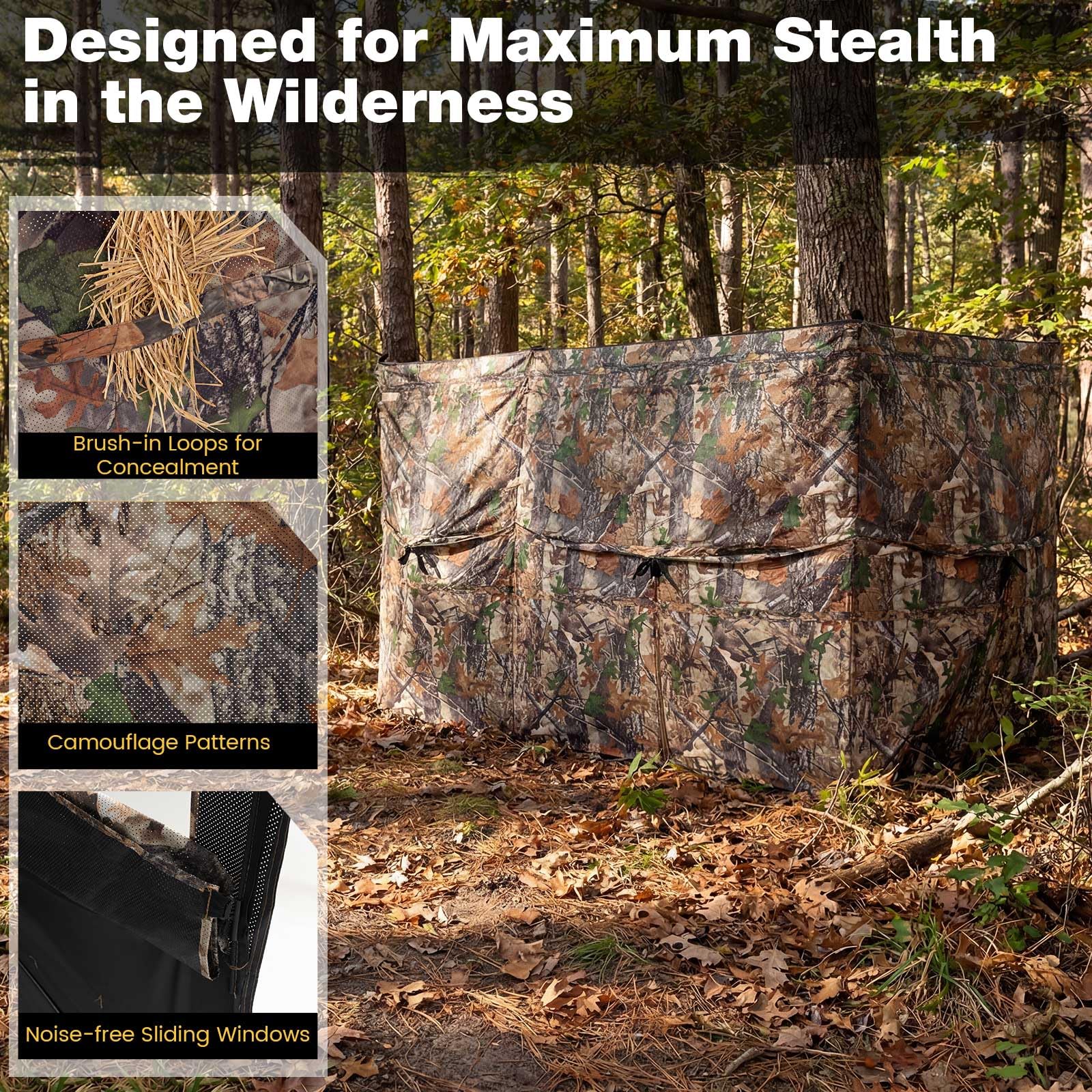 Tangkula rustproof ground stakes securing the blind on uneven ground