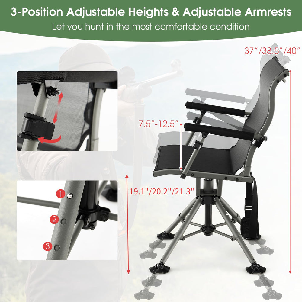 Tangkula adjustable aluminum legs provide three height levels.