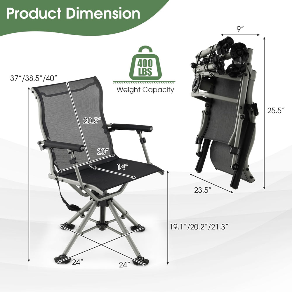 Tangkula hunting chair with all-terrain feet grips uneven ground effectively.