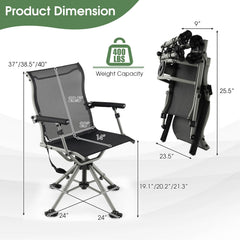 Tangkula hunting chair with all-terrain feet grips uneven ground effectively.