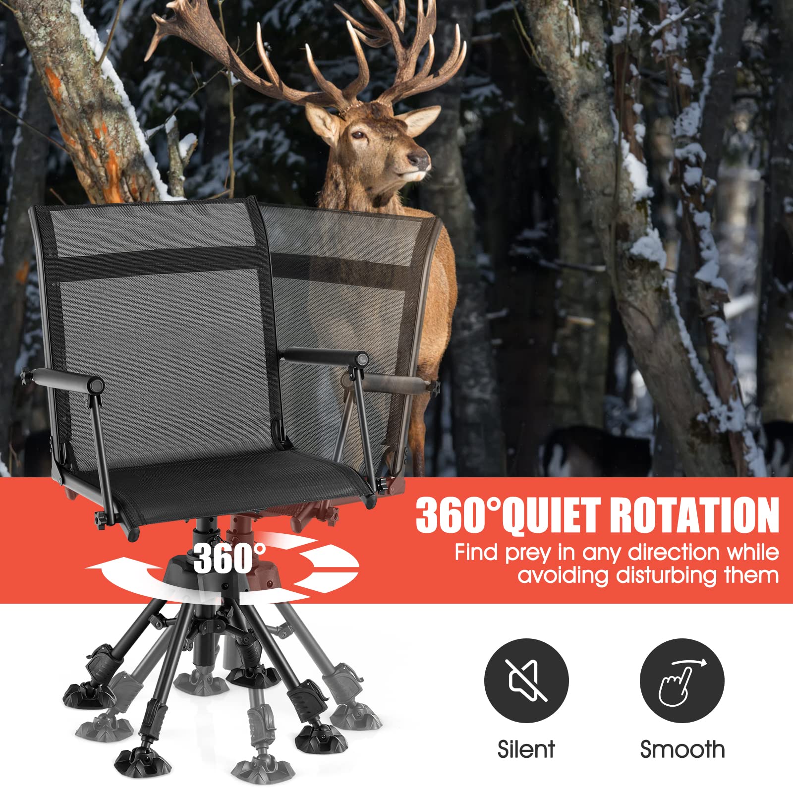 Tangkula hunting chair features ergonomic armrests and a supportive backrest.