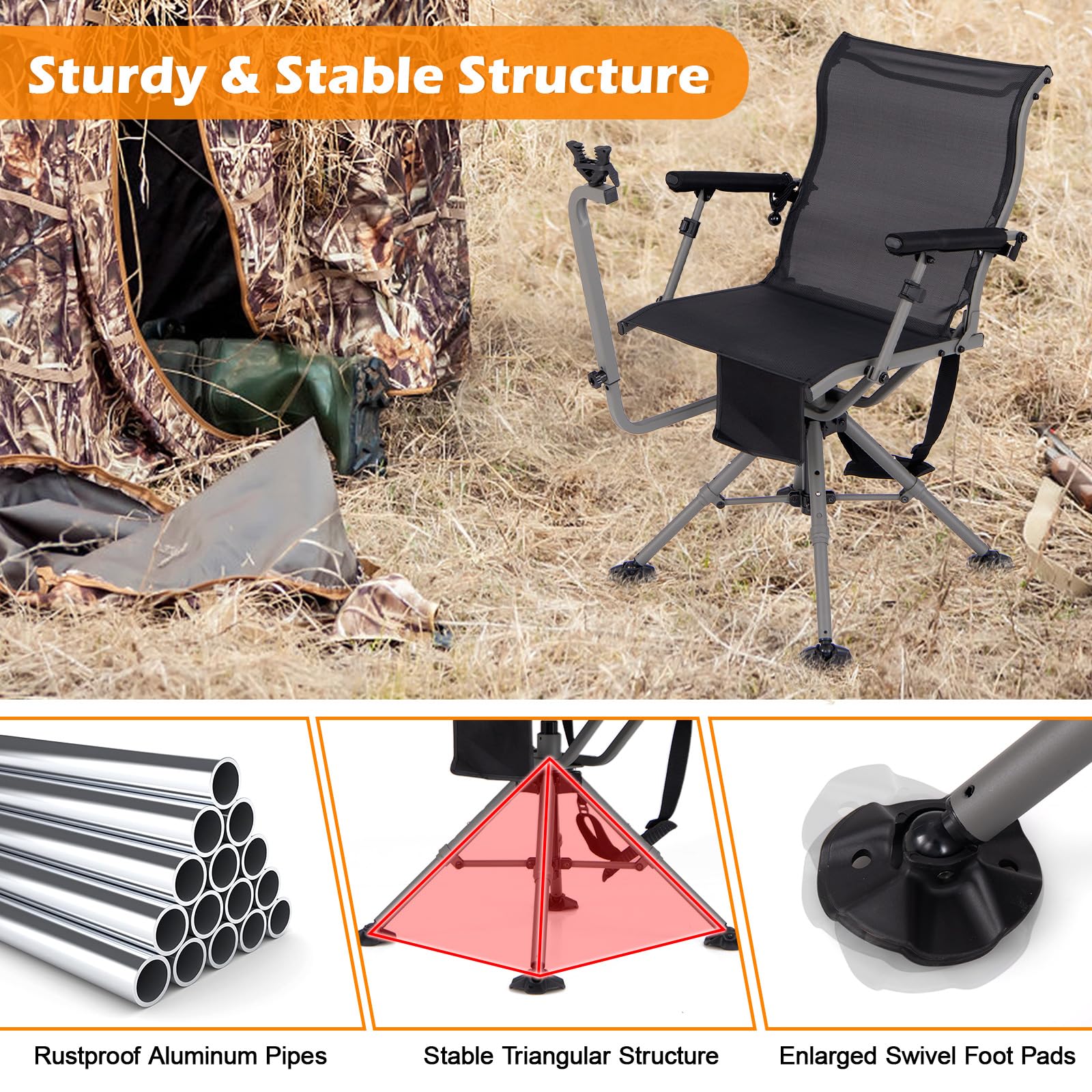 Tangkula hunting chair includes carrying strap for portable setup.
