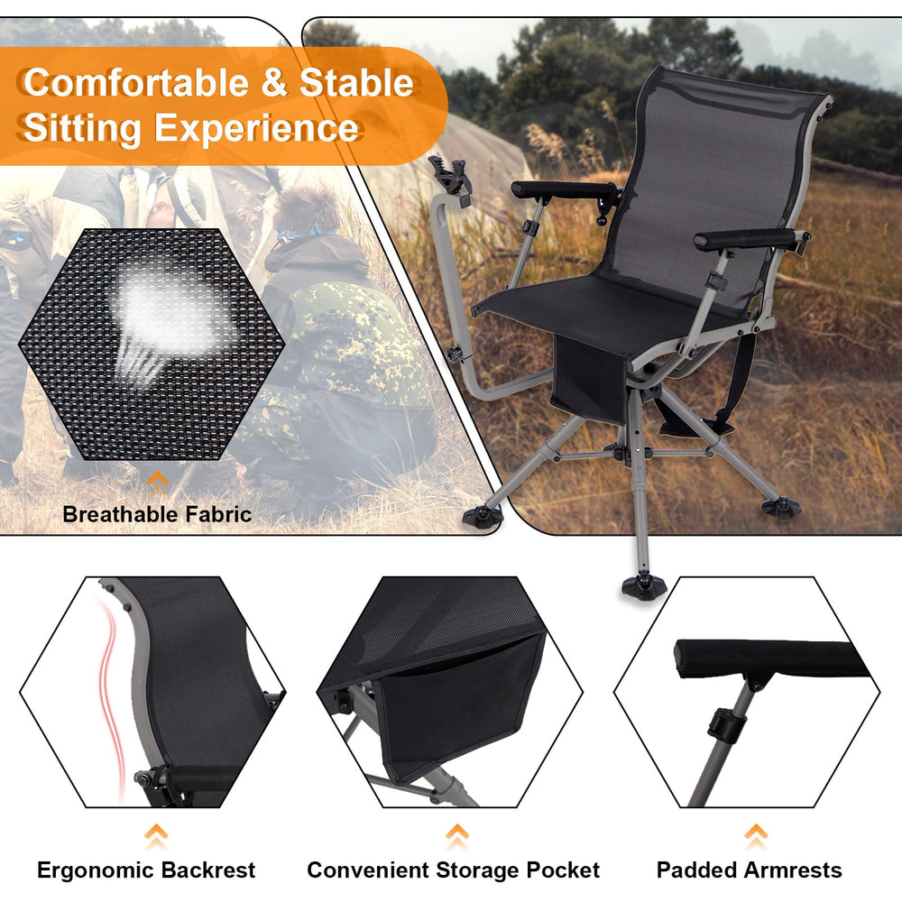 Tangkula hunting chair ergonomic backrest and armrest for comfortable seating.