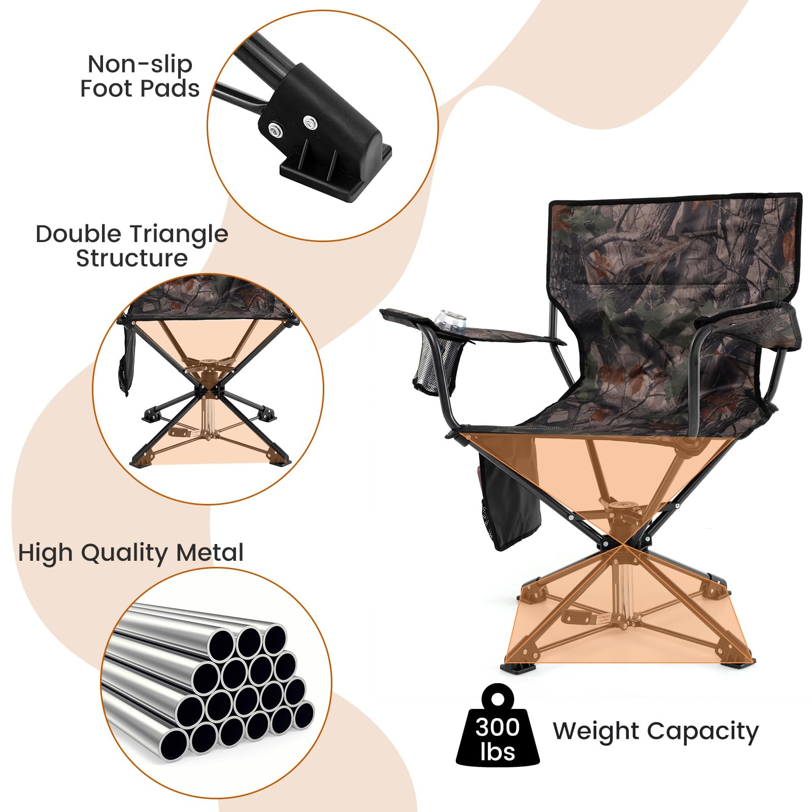 Ergonomic backrest and armrests support relaxed posture while waiting