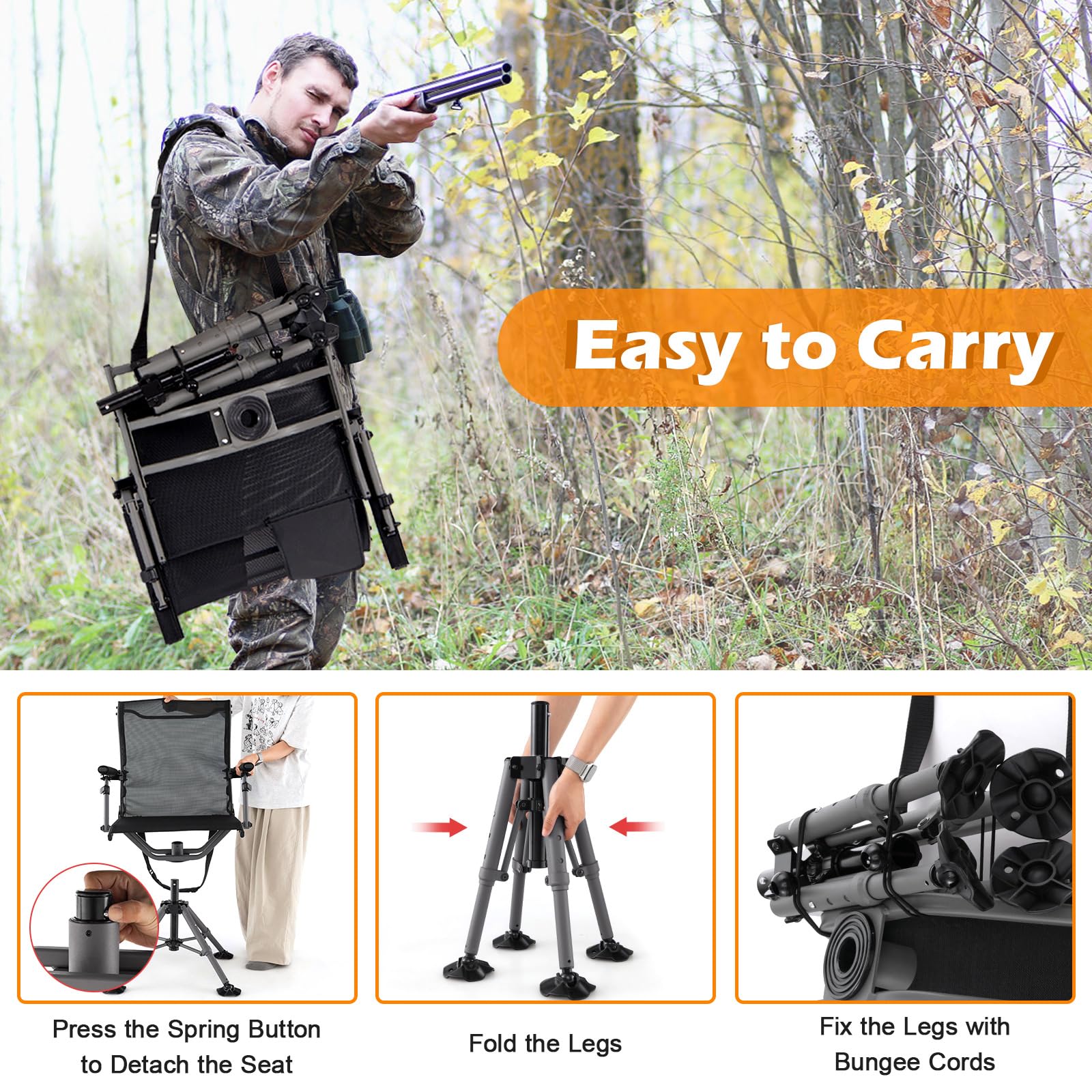 Tangkula hunting chair folds compactly for easy transport.